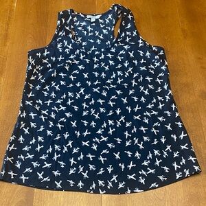 Women's Black Airplane Print Tank Top